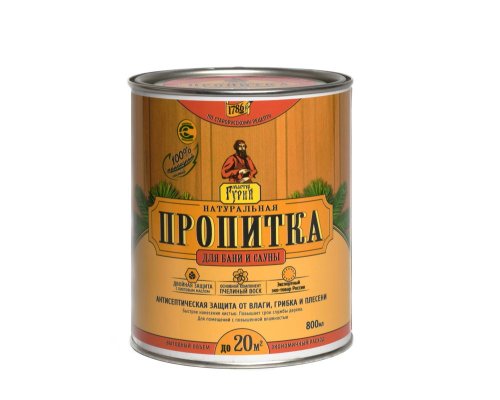 детальное фото антисептическая пропитка для бани и сауны по дереву мастер гурий 0,8л. в интернет-магазине Дачный Эксперт